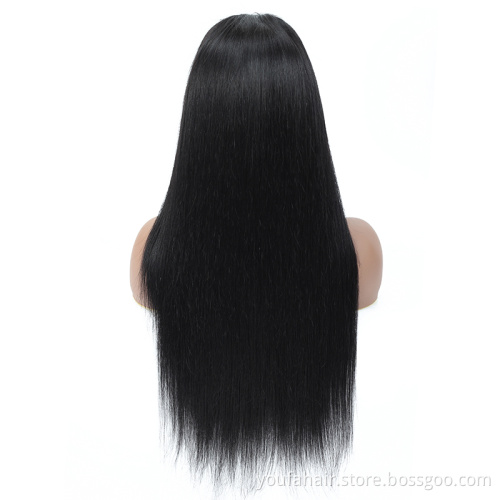 Natural Color Brazilian Straight Lace Front Human Hair Closure Wig For Black Women Virgin Cuticle Aligned 4x4 Lace Closure Wig